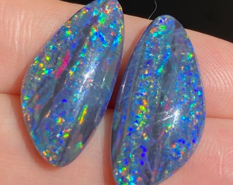 25 x 12 x 3.5mm - Australian TRIPLET - Freeform pair - Lightning Ridge Opal - Coober Pedy - Cabochon -Jewellery supplies - PH187