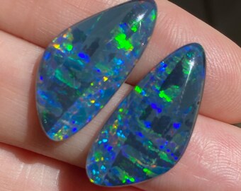 25 x 12 x 3.5mm - Australian TRIPLET - Freeform pair - Lightning Ridge Opal - Coober Pedy - Cabochon -Jewellery supplies - PH194