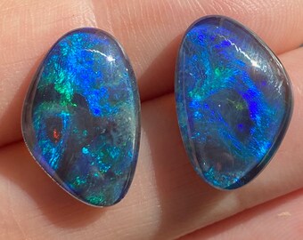 18 x 12 x 3.5mm - Australian TRIPLET - Freeform pair - Lightning Ridge Opal - Coober Pedy - Cabochon -Jewellery supplies - PH177