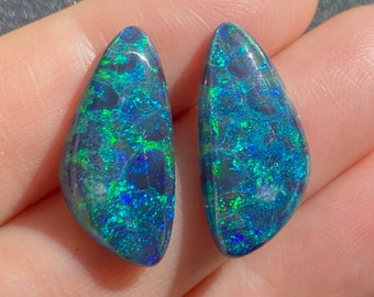 22.5 x 10 x 3.5mm - Australian TRIPLET - Freeform pair - Lightning Ridge Opal - Coober Pedy - Cabochon -Jewellery supplies - PH181