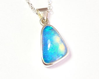 Australian Boulder Opal Sterling Silver Pendant - Opal Jewellery - Handmade - CODE KLJ014