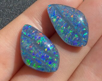 20 x 12.5 x 3.5mm - Australian TRIPLET - Freeform pair - Lightning Ridge Opal - Coober Pedy - Cabochon -Jewellery supplies - PH175