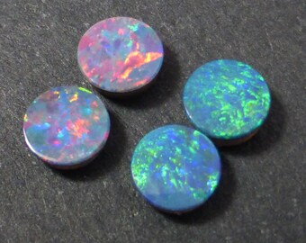 5mm x 1.8mm - 1.6 Carats - 4 x Australian DOUBLETS - Round  - Lightning Ridge Opal - Cabochon - PH164