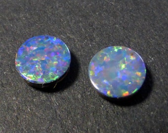 5mm x 2mm - 0.7 Carats - Australian DOUBLET - Round pair - Lightning Ridge Opal - Cabochon - PH160