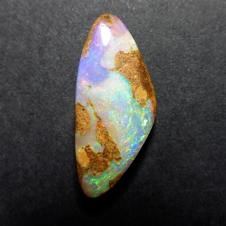 Video ! Australian Boulder Opal 26 x 11 x 5mm Untreated Opal Freeform Opal Wood Fossil Gemstone Supplies CODE YU364