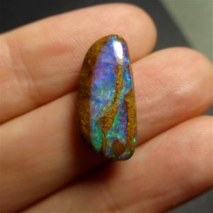 Freeform Opal Australian Boulder Opal 14 x 11 x 4mm Wood Fossil YU266 Untreated Opal Designer Gemstone Supplies