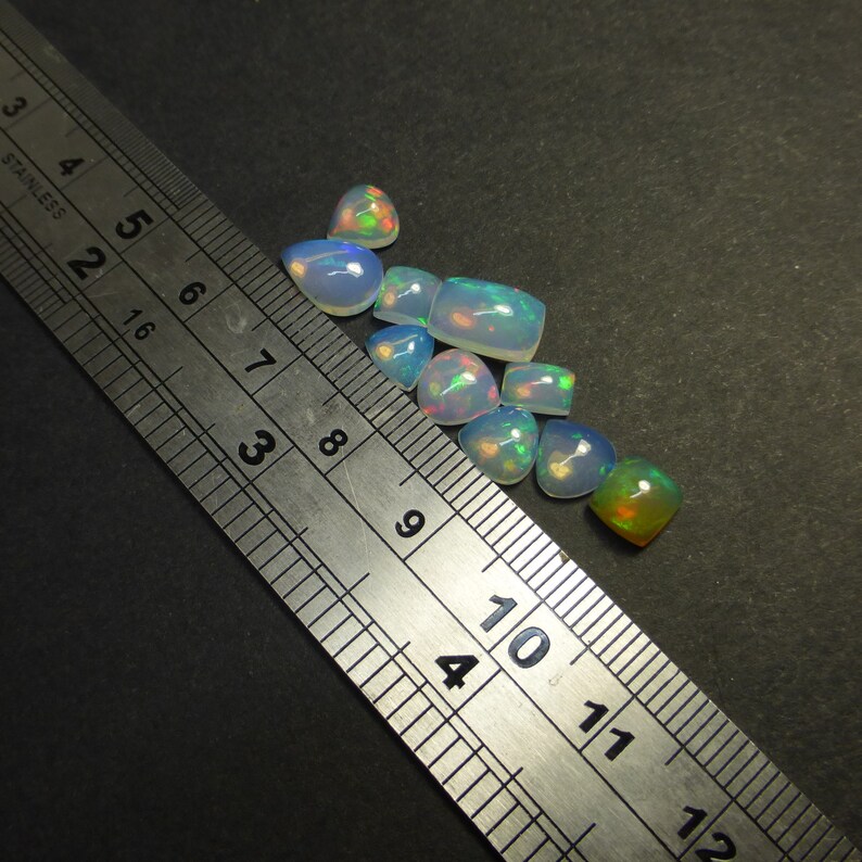 10 x Solid crystal Ethiopian Opal Cabochons Opal FG86 Supplies - Natural VIDEO: Jewellers Pack 5-10mm x 2-4mm