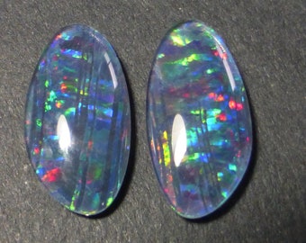 18 x 9 x 3.5mm - Australian TRIPLET - Freeform pair - Lightning Ridge Opal - Coober Pedy - Cabochon -Jewellery supplies - PH193