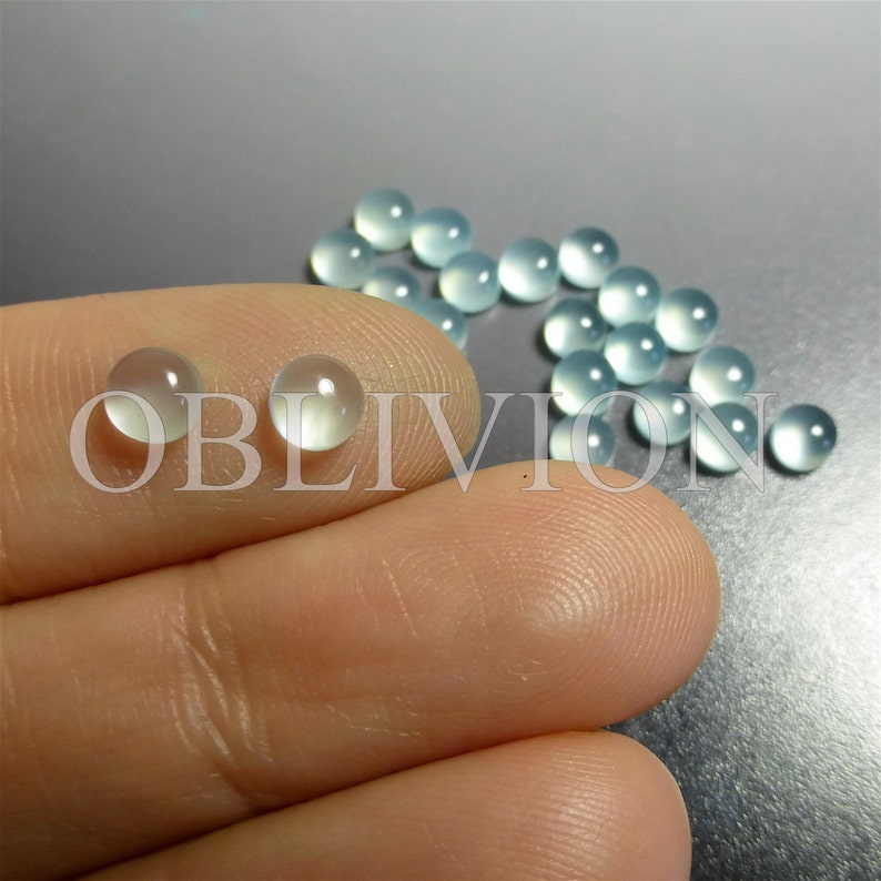Aqua Chalcedony Mint Seafoam Blue Green Round Cabochon 4mm Gemstone Supplies GN24