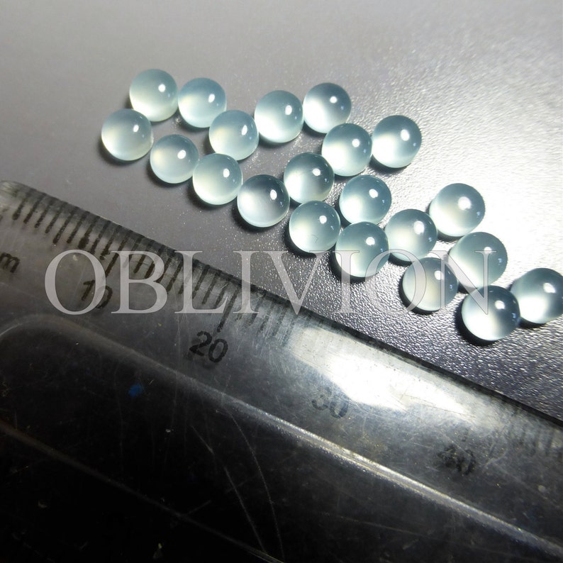 Aqua Chalcedony Mint Seafoam Blue Green Round Cabochon 4mm Gemstone Supplies GN24