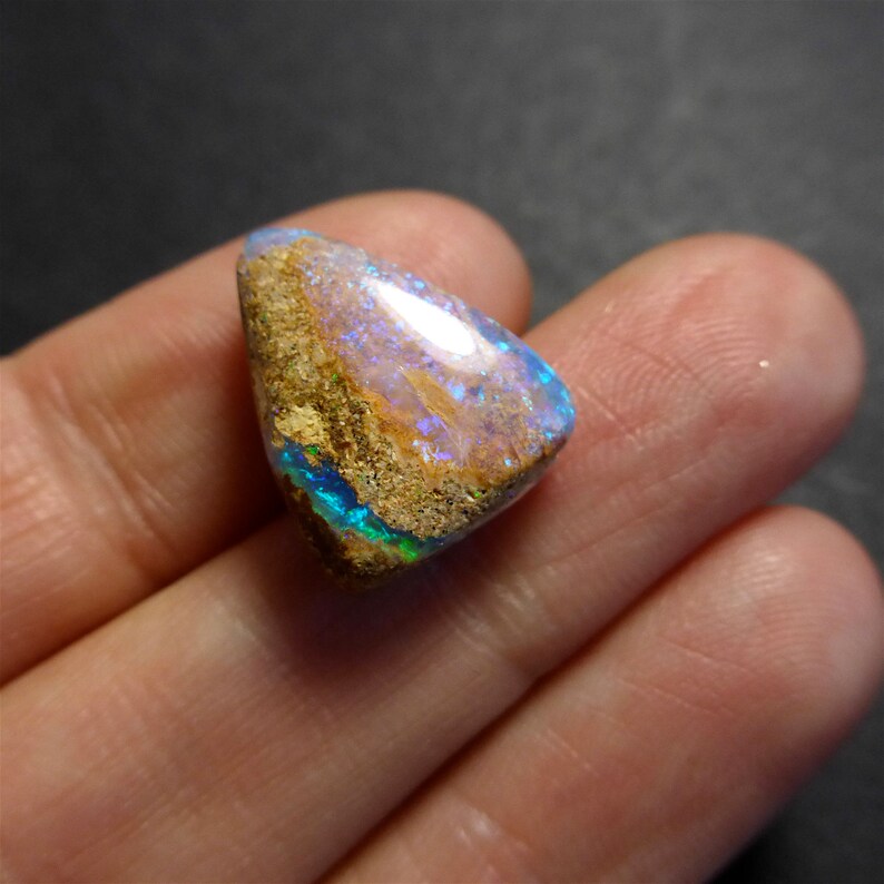 16 x 13 x 6mm Wood Fossil Opal Untreated Opal YU21 7.6ct Australian Boulder Opal Gemstone Supplies Video ! Designer