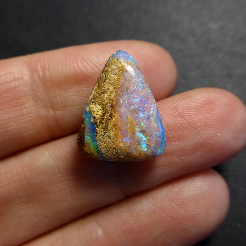 16 x 13 x 6mm Wood Fossil Opal Untreated Opal YU21 7.6ct Australian Boulder Opal Gemstone Supplies Video ! Designer