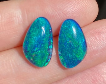 15 x 9 x 3.5mm - Australian Opal TRIPLET Pair - Freeform pair - Lightning Ridge Opal - Coober Pedy - Cabochon -Jewellery supplies - PH189