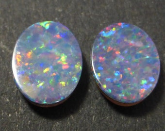 9mm x 7mm x 2mm - 2.1 Carats - Australian DOUBLET - Oval pair - Lightning Ridge Opal - Cabochon - PH166