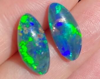 16 x 7 x 3.5mm - Australian TRIPLET - Freeform pair - Lightning Ridge Opal - Coober Pedy - Cabochon -Jewellery supplies - PH185