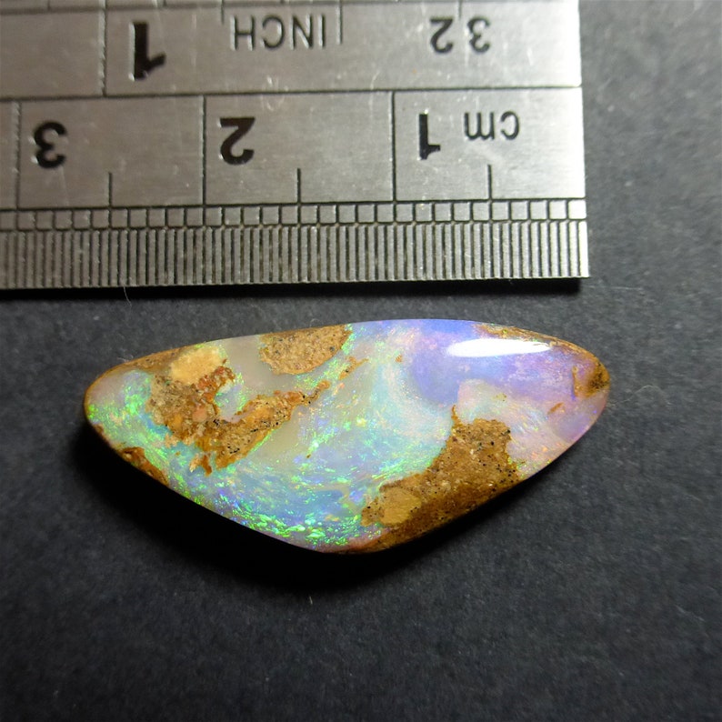 Video ! Australian Boulder Opal 26 x 11 x 5mm Untreated Opal Freeform Opal Wood Fossil Gemstone Supplies CODE YU364