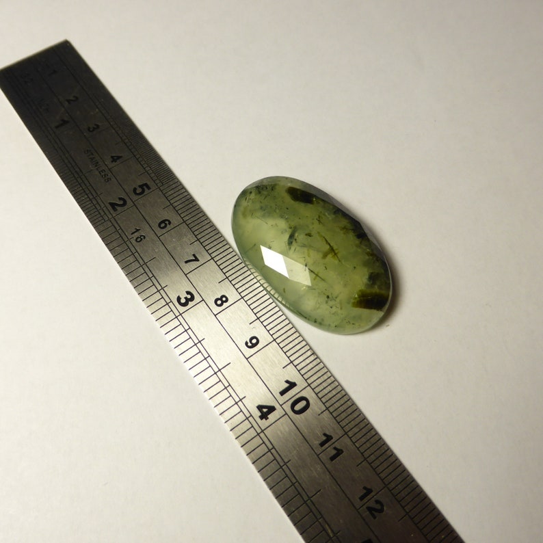ED67 37 x 23 x 8mm Cabochon Prehnite Faceted Oval Pendant jewelery supplies