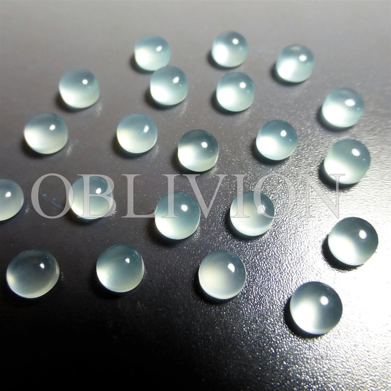 Aqua Chalcedony Mint Seafoam Blue Green Round Cabochon 4mm Gemstone Supplies GN24