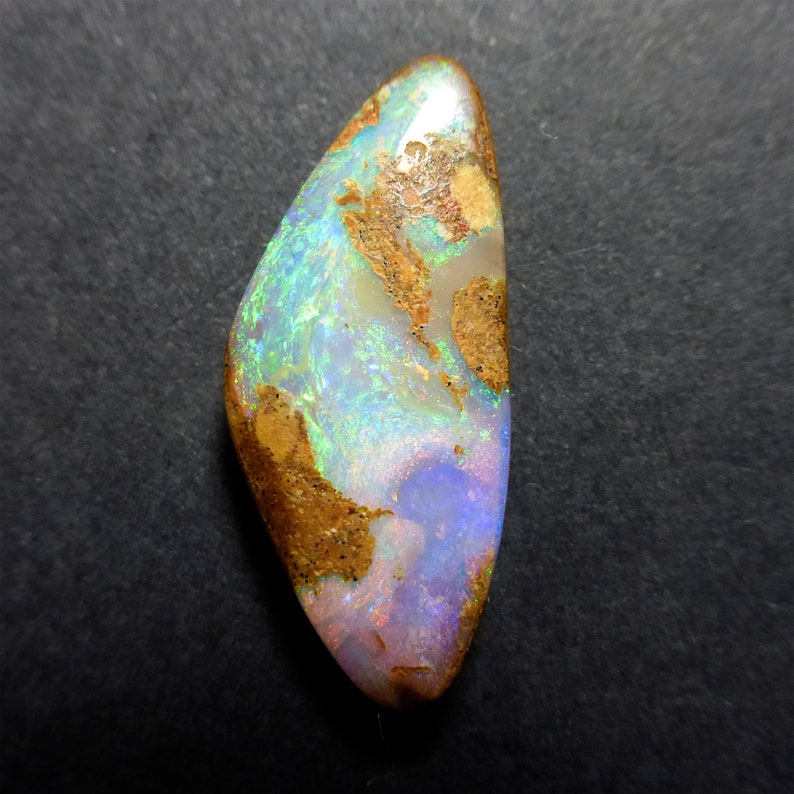 Video ! Australian Boulder Opal 26 x 11 x 5mm Untreated Opal Freeform Opal Wood Fossil Gemstone Supplies CODE YU364