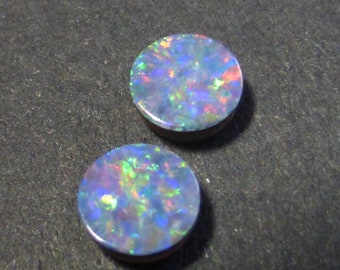 5mm x 2mm - 0.7 Carats - Australian DOUBLET - Round pair - Lightning Ridge Opal - Cabochon - PH162