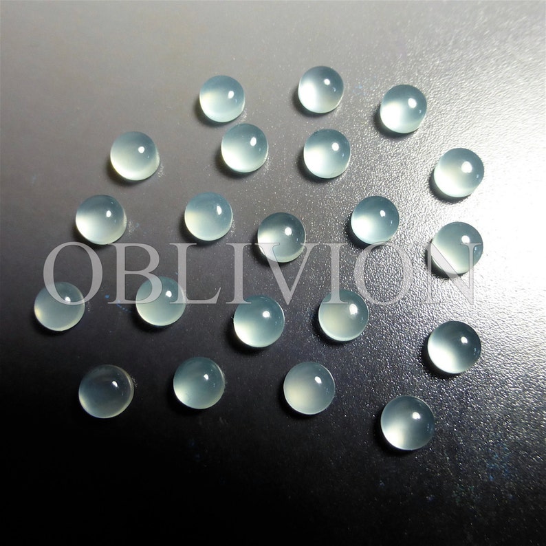 Aqua Chalcedony Mint Seafoam Blue Green Round Cabochon 4mm Gemstone Supplies GN24