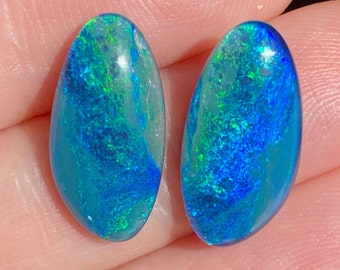 17.5 x 9 x 3.5mm - Australian TRIPLET - Freeform pair - Lightning Ridge Opal - Coober Pedy - Cabochon -Jewellery supplies - PH183