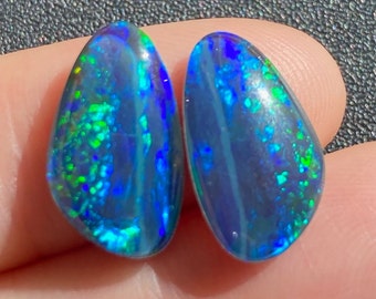 15.5 x 9 x 3.5mm - Australian TRIPLET - Freeform pair - Lightning Ridge Opal - Coober Pedy - Cabochon -Jewellery supplies - PH180