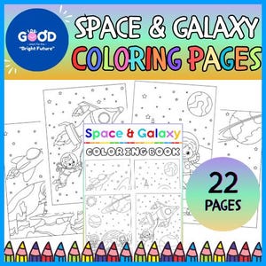 Space and Galaxy Coloring Pages, Universe Coloring Sheets, Astronaut Coloring Book, The Outer Space for Kids, Preschool, Pre-K, Kindergarten