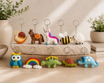 Handmade Felt Animal Keyring | Cute Wool Keychain | Choice of Design Gift