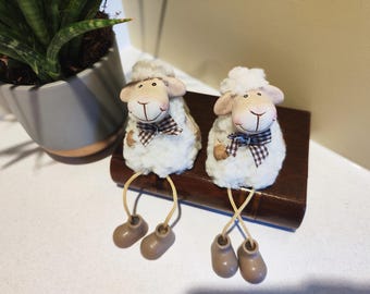 Dangly Leg Sheep Shelf Sitter, Sheep Ornament, Country Cottage Farmhouse Decor