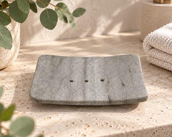 Natural Stone Soap Dish Grey Draining Soap Holder Bathroom Kitchen Soap Tray