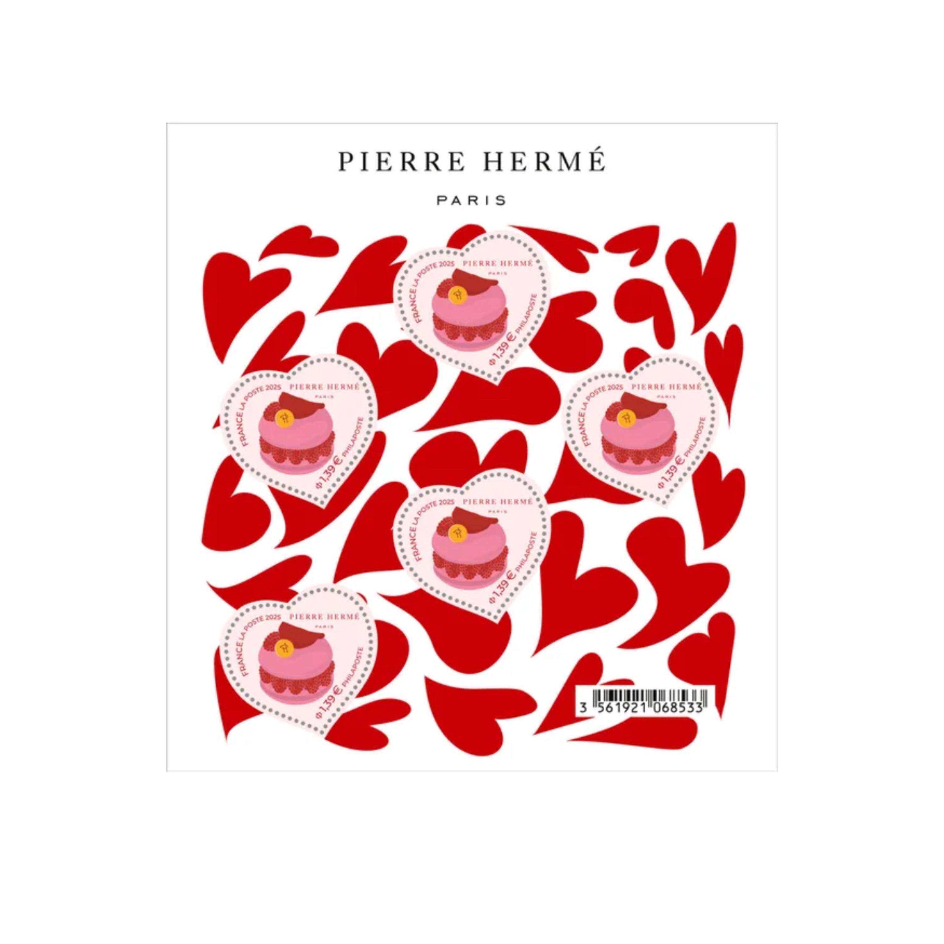 French Perfumed Heart-shaped Macaron Stamp Pierre Hermé Block 5p