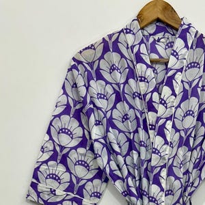 Block Print Cotton Kimono | Soft Boho Robe | Lounge Kimono for Women | Natural Fabric Wrap | Spa & Home Wear | Festival Robe | Gift for Her