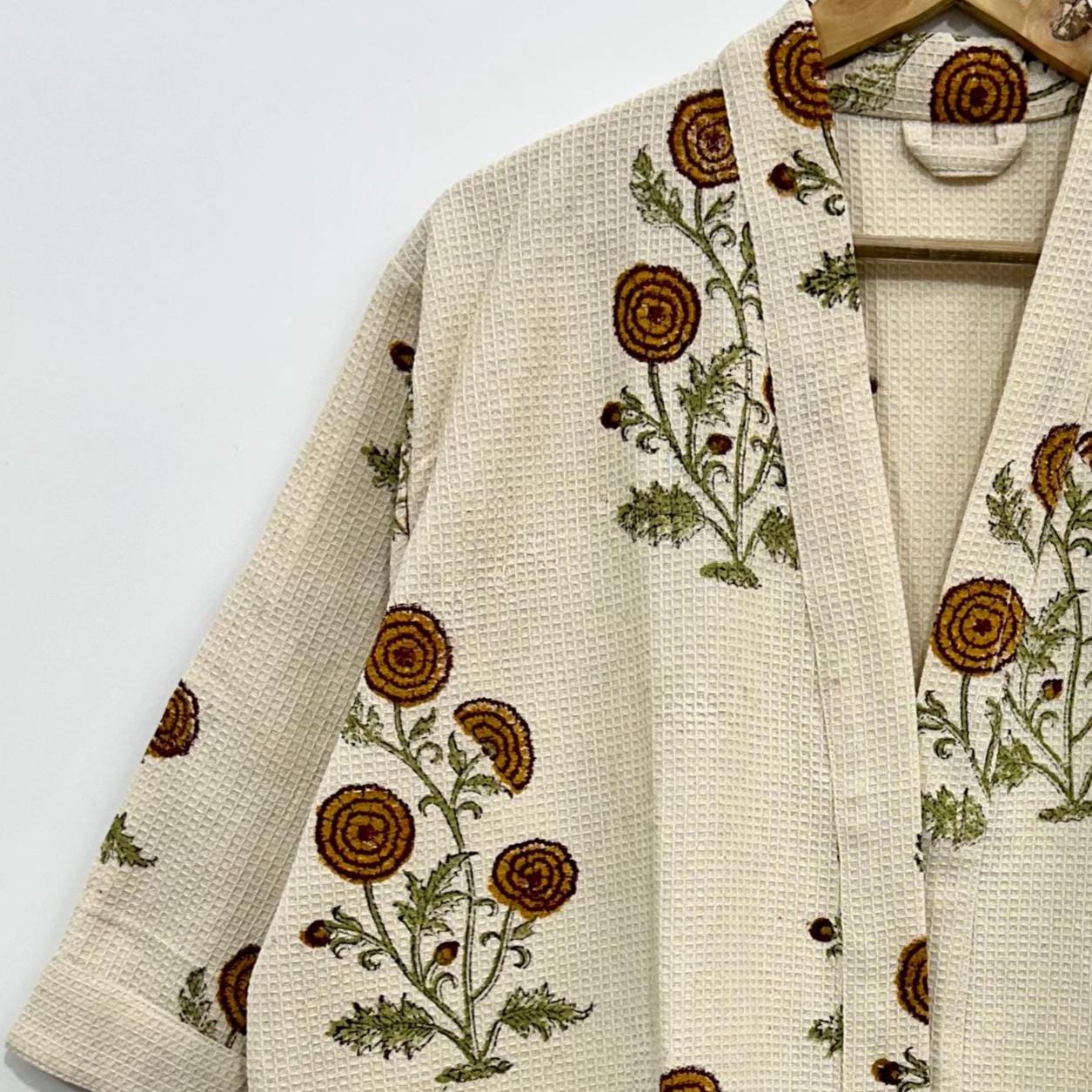 Unique Waffle Cotton Robe, Floral Waffle Robe, Turkish Cotton Bathrobe, Soft Waffle Robe, Bridesmaid Robe, Personalized Gift