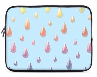 Raindrops Laptop Sleeve, rainbow laptop case, laptop cover, to fit 10, 13, 15, 17 inch, computer sleeve, netbook case, coworker gift