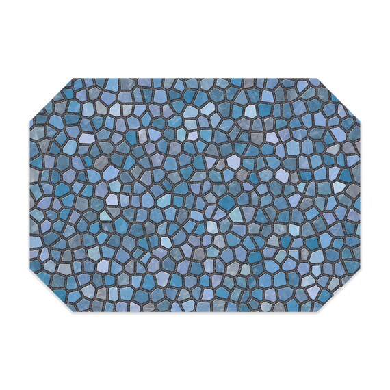 Blue placemat printed cloth placemat blue and gray mosaic Etsy