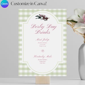 Kentucky Derby Party Cocktail Menu, Customize in Canva, Derby Day Cocktail Menu, Speciality Cocktail Template, Fully Customizable