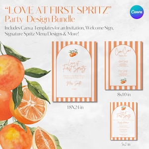 Love At First Spritz - Canva Party Template Bundle (Einladung, Willkommensschild & Signatur-Cocktailkarte!), sofortiger digitaler Download
