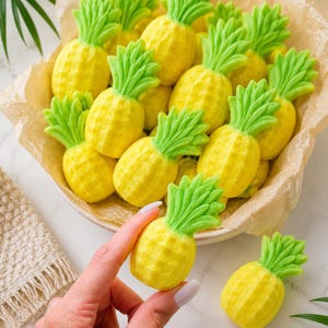 Mini Pineapple Bath Bombs Set of 10, Pineapple Bath Bomb Gift, Tropical Bath Fizzies, Summer Party Favor, Kids Spa Gift, Hawaiian Luau Decor
