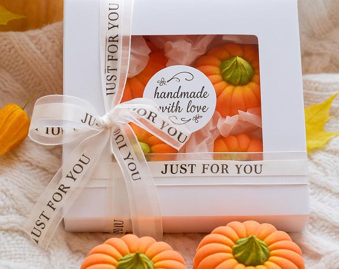Pumpkin Bath Bomb Gift Set: Autumn Fig Scent, Handmade Halloween Self-Care