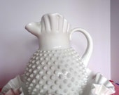 Hobnail White Milk Glass Ewer Water Pitcher Wash Basin Home and Garden Kitchen and Dining Tableware Serveware Serving Pitchers and Carafes