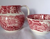 Enoch Woods England Ewer Water Pitcher Wash Basin Home and Garden Kitchen and Dining Tableware Serveware Serving Pitchers and Carafes