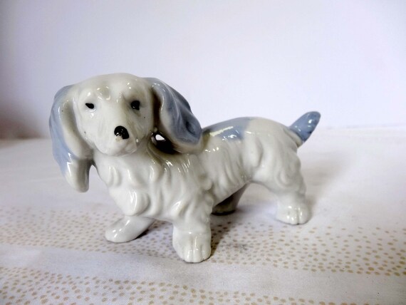 Long Haired Dachshund White And Blue Porcelain Home And Garden Etsy