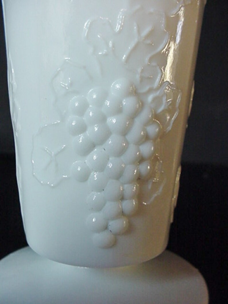 White Milk Glass Bud Vase Grape Motif Home and Garden Decor Etsy
