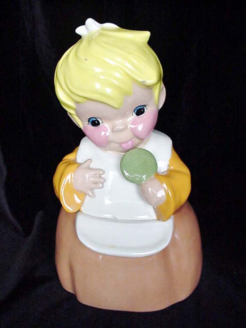 Small Little Girl Cookie Jar Ceramic Signed Mary Etsy