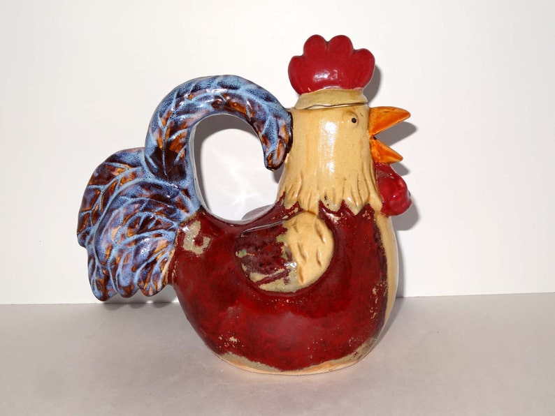 Rooster Pottery Tea Pot Home and Garden Kitchen and Dining Serve Ware Tableware Coffee and Tea