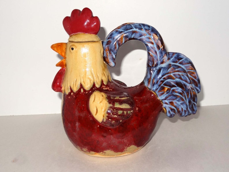 Rooster Pottery Tea Pot Home and Garden Kitchen and Dining Serve Ware Tableware Coffee and Tea