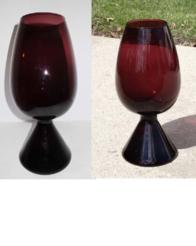 Amethyst Glass Large Stemmed Vase Flower Vase Home and Garden Etsy