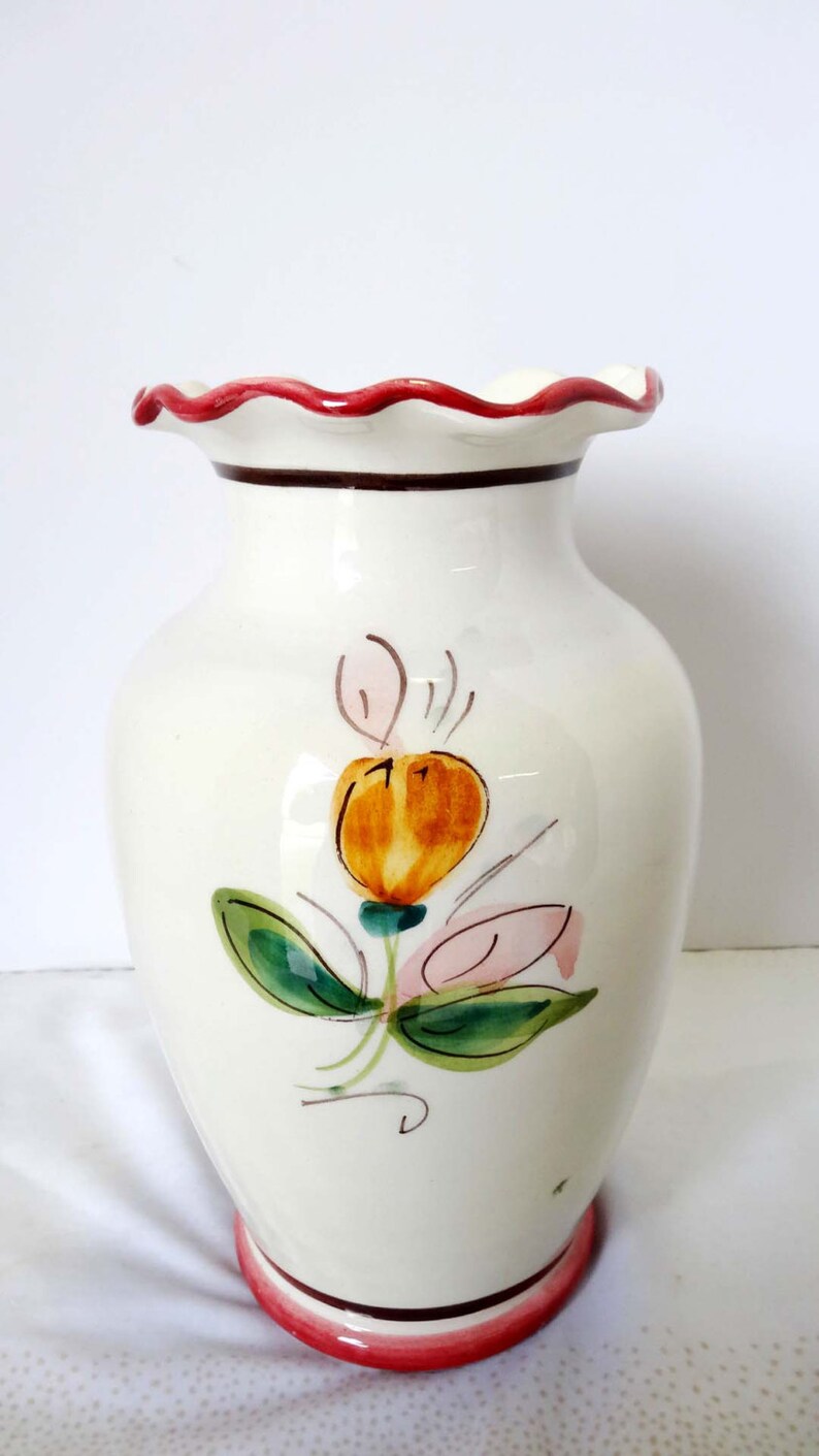 Hand Painted with Flowers Italian Flower Vase Made in Italy Etsy