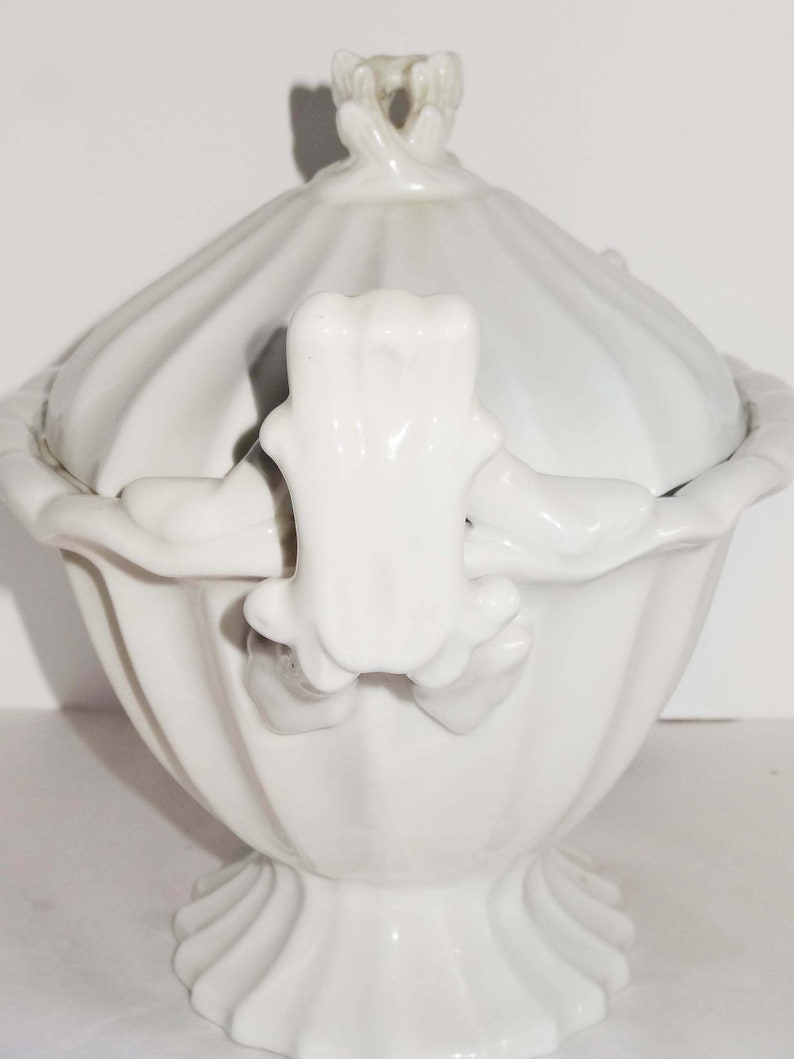 Extra Large Soup Tureen White Vine Handles Pottery Ladle Etsy